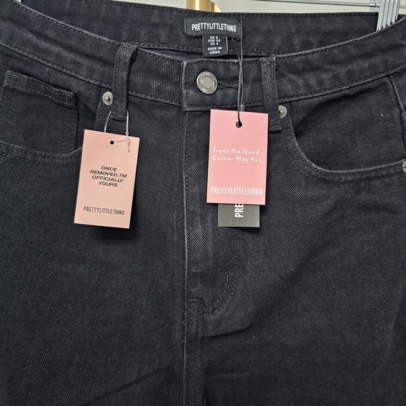 NWTPrettyLittleThing Charcoal Washed Black High Waist StraightLeg DenimJean sz 8 - Picture 9 of 14